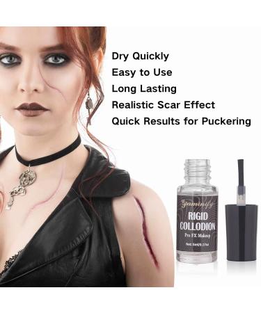Makeup Rigid Collodion & Remover Kit - Liquid Scar Makeup for Halloween | SFX Scarring Liquid with Brush (5ml + 30ml - Buy Online on SooperMarket.com