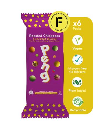 Peng Roasted Chickpeas Snack (6 x 30g) - Healthy High Protein Plant-Based Double Roasted Chickpeas Snack (Fruity Candy)