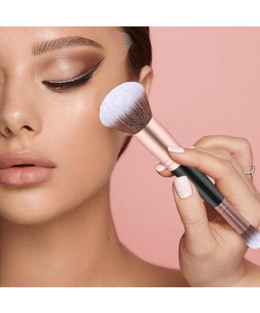 Foundation Brush Double Head Makeup Brush | Multi-purpose Makeup Brush For Foundation Powder Liquid Concealer Cream Blush Black Handle Rose Gold Tube - Buy Online on SooperMarket.com