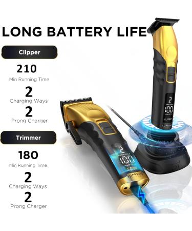 Supreme Trimmer 2-in-1 Beard Trimmer & Hair Clipper Combo | Cordless Professional Barber Tools with LCD Display & Removable Blades | STB280 Gold - Shop Now for Worldwide Shipping - Buy Online on SooperMarket.com