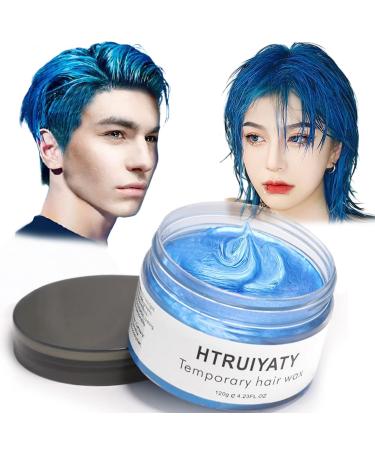 Blue Hair Color Wax Temporary Modeling Natural Color Hair Dye Wax Unisex One-time Hairstyle Cream Styling Wax for Party Cosplay Halloween Masquerade