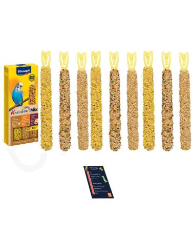 Bundle Vitakraft Budgies Crackers Trio-Mix including Egg Grass Seeds Apricot Fig Honey Sesame - Pack of 3 (9 sticks in total - 270g) with Info Card