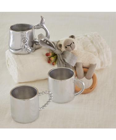 Mariposa String of Pearls Baby Cup - Silver | Premium Silver Baby Cup - Buy Online on SooperMarket.com