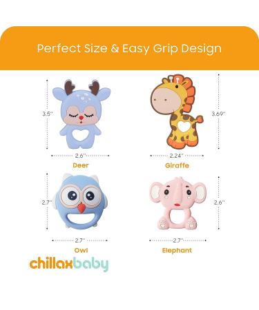 CHILLAX Teether Toys - Soothing Baby Teething Relief | Easy-to-Grip Non-BPA Silicone Teethers for Babies | Dishwasher-Safe | Ideal Shower Gift for Infants 3+ Months - Buy Online on SooperMarket.com