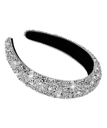 Sibba Rhinestone Padded Hairband - Crystal Beaded Wide Band Headpiece for Women - Buy Online on SooperMarket.com