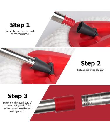 Qulable Spin Mop Replacement Handle - Adjustable 4-Section Stick for O-Cedar & EasyWring Mops - Red - Buy Online on SooperMarket.com