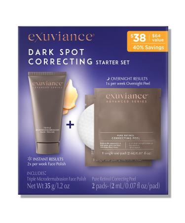 EXUVIANCE Dark Spot Correcting Starter Set (35g Triple Microdermabrasion Face Polish/2 pads Pure Retinol Corecting Peel)