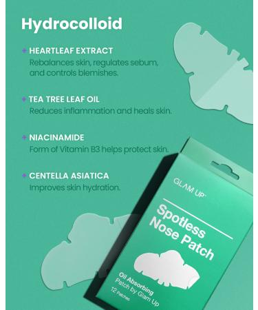 GLAM UP Spotless Nose Patch XL - Hydrocolloid Treatment for Pores, Pimples & Blackheads - 12 Patches - Buy Online on SooperMarket.com