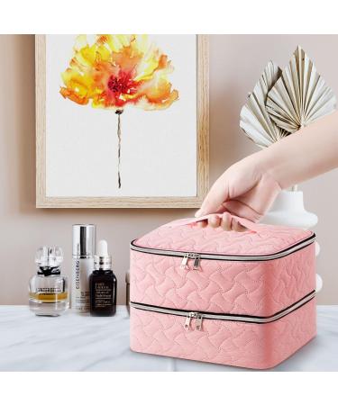 Nail Polish Organizer Case - Holds 42 Bottles, Double-Layer Storage with Adjustable Dividers - Portable Pink Bag for Manicure Tools - Buy Online on SooperMarket.com