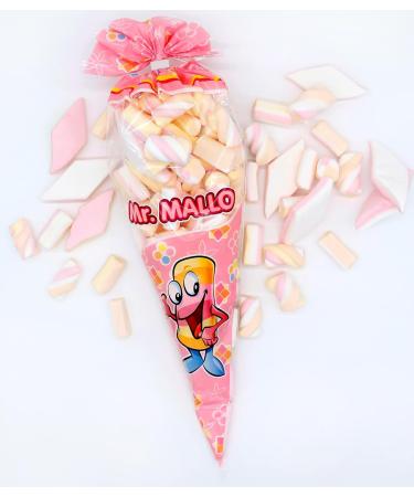 Mr. Mallo Marshmallow Pointed Bag - Colorful Foam Sugar Mix for Birthdays & Parties | Practical Clip Closure | 6x250g Pack - Buy Online on SooperMarket.com