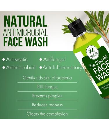 Tea Tree Oil Face Wash 4oz - Natural Skin Cleanser for Acne & Ringworm - Made in USA - Buy Online on SooperMarket.com