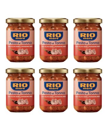 6x Rio Mare Pesto al Tonno con Olive Nere e Peperoncino tuna pesto with black olives and chili 130g