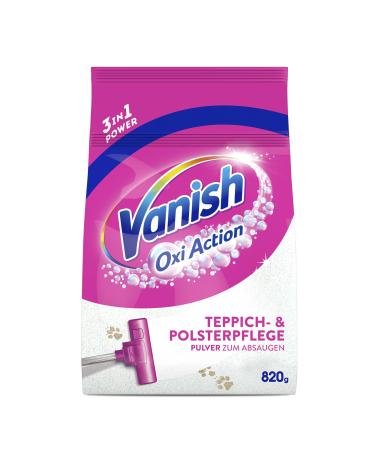 Vanish oxi action upholstery and carpet cleaner powder - 1 x 820 g - Large areas cleaning agents for carpets and upholstery against dirt bad smell and dust 820 g (1 Pack)