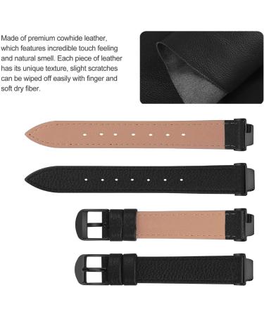 Leather Wrist Band Compatible with Inspire HR/Inspire/Inspire 2 - Black Strap for Men and Women - Buy Online on SooperMarket.com