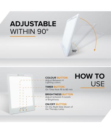 ZenoCare Light Therapy Lamp UV-Free LED 12000 Lux Adjustable Brightness Level 4 Colors Choices Build-in Timer Sunlight Simulation - Buy Online on SooperMarket.com