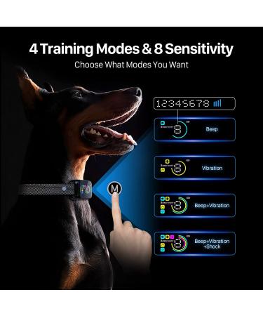 DINJOO Rechargeable Smart Bark Collar for Dogs - Adjustable Sensitivity Training Collar with Beep, Vibration, and Shock for Anti-Barking - Suitable for Large, Medium, Small Breeds - Black - Buy Online on SooperMarket.com