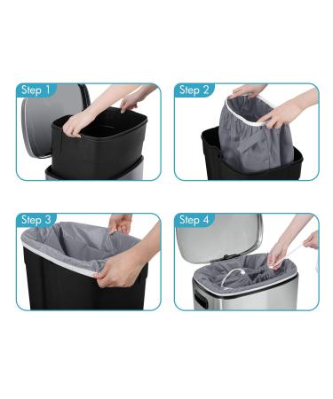 Teamoy 2 Pack Pail Liner for Cloth Diapers Reusable Diaper Pail Bag with Elastic Band and Drawstring Fits for 13.2 Gallon Trash Can and Diaper Pails Gray Gray+Gray - Buy Online on SooperMarket.com