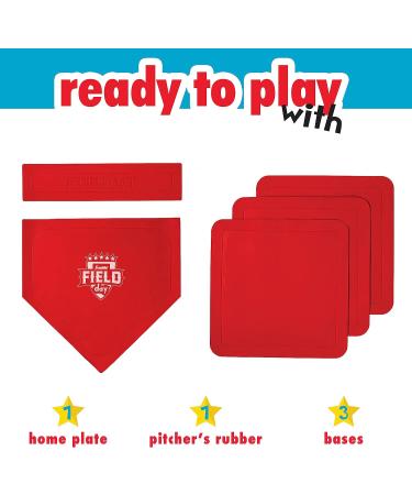 Franklin Sports Field Day Baseball Base Set - Portable Red Rubber Bases for Baseball, Softball, Kickball - Includes Home Plate - Easy Set Up - Buy Online on SooperMarket.com