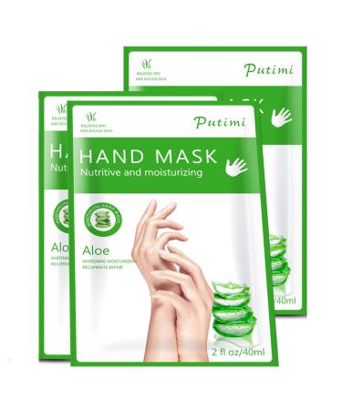Hand Moisturiser Gloves 3Pcs Hand Masks for Dry Hands Plant Extracts for Dry Aging Cracked Hands Intense Skin Nutrition Hand Cream Mask Whitening and Anti aging Repair Rough Skin (Aloe Vera)