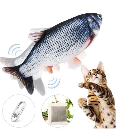 Floppy Fish Cat Toy - Cat Toys for Indoor Cats 11" Interactive Catnip Toys for Cats Realistic Plush Simulation Moving Fish Cat Toy Washable Perfect for Cats Kittens to Bite Chew and Kick A- Grass carp