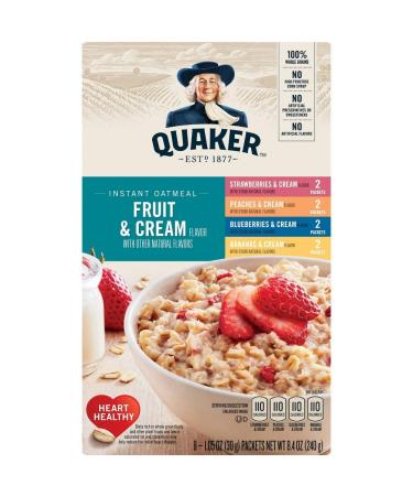 Quaker Instant Oatmeal Fruit & Cream 8 Sachet Box 240g (8.4 OZ)