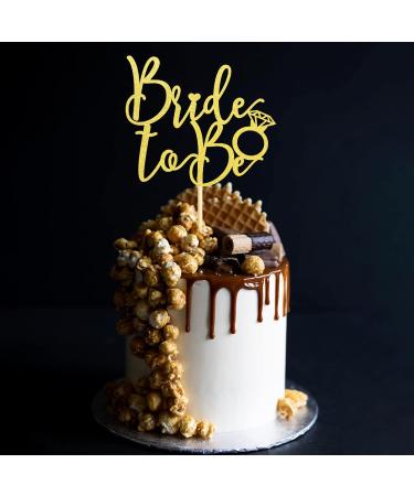 Arthsdite Bride to Be Cake Topper with Ring Bridal Shower Cake Pick Decorations for Wedding Engagement Theme Bachelorette Party Supplies - Gold Glitter - Buy Online on SooperMarket.com