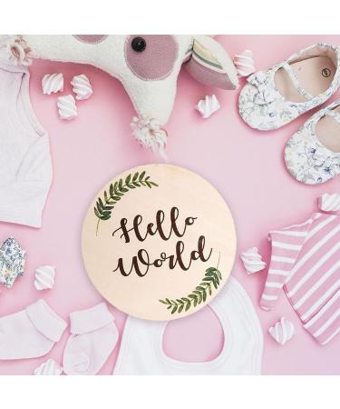 Baby Announcement Sign for Newborn 5.9" Double-Sided Hello World Newborn Name Sign for Hospital Birth Announcement The Perfect Round Wooden Welcome Baby Sign for New Baby Boy Girl Gifts - Buy Online on SooperMarket.com