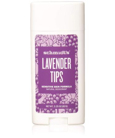 Schmidt's Natural Deodorant for Sensitive Skin - Lavender Tips, 3.25 ounces. Stick for Women and Men