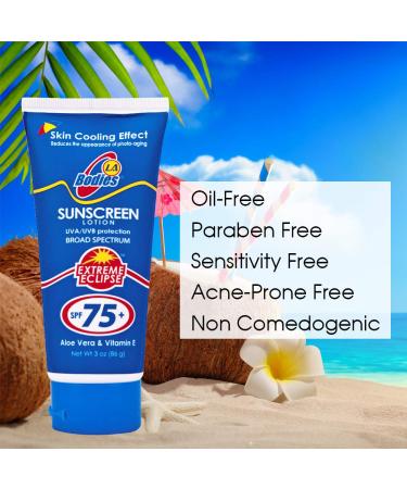 Moisturizing Sunscreen Lotion SPF 75 with Aloe Vera - Acne-Prone Skin | UVA UVB Protection | 3oz - Buy Online on SooperMarket.com