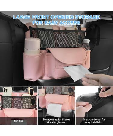 Adiwo Car Organiser - PU Leather Car Seat Storage Organizer for Front Seats - Durable Hanging Bag for Automotive Consoles - Pink - Buy Online on SooperMarket.com