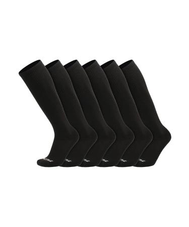 Over the Calf Work Socks for Men and Women 9-11 10-13 13-15 Moisture Wicking Tall Cushioned Boot Socks 6-pack Black Large