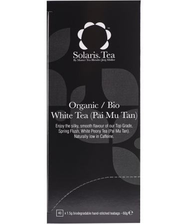 Organic White Tea (Pai Mu Tan) by Solaris Tea | 100% Whole Leaf, Certified Vegan | 40 Biodegradable Teabags | 60g (40 Count) - Buy Online on SooperMarket.com