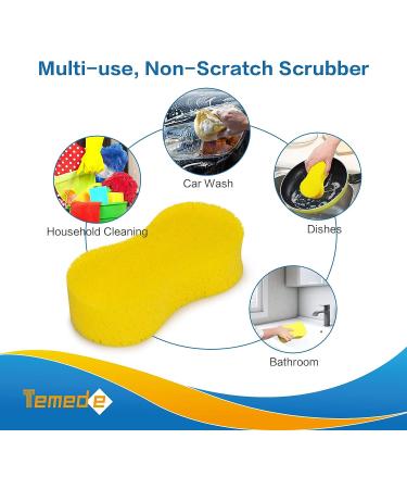 Temede Large Car Wash Sponge Kit - 5 Pack All Purpose Foam Scrubbers for Cleaning Dishes, Tile, Bike, Boat - Easy Grip Sponge for Kitchen, Bathroom & Household - Buy Online on SooperMarket.com