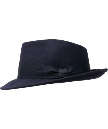 Premium Doyle Teardrop Fedora Hat 100% Wool Felt Crushable Water Resistant Unisex 7 1/4-7 3/8 Navy - Buy Online on SooperMarket.com