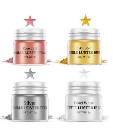 Nomeca Luster Dust Edible Set - 4 Vibrant Colors for Cake Decorating, Baking, and More - Food Grade Shimmer Powder Glitter - 3g/Bottle - Buy Online on SooperMarket.com