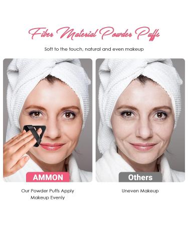 AMMON 6 Pcs Black Triangle Soft Makeup Powder Puff Set - Velour Makeup Sponge Puff for Loose Mineral Powder & Body Contouring - Buy Online on SooperMarket.com