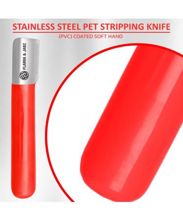 FLAMIA & JABZ Right-Handed Stainless Steel Stripping Knife for Dogs - Premium Plastic Handle - Buy Online on SooperMarket.com
