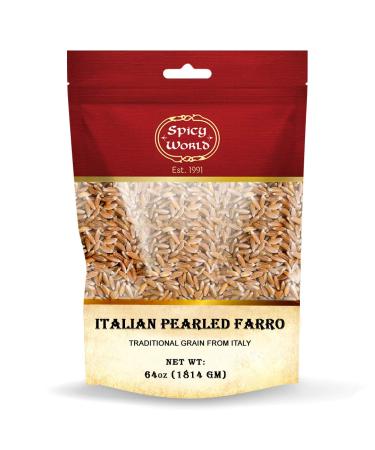 Spicy World Italian Pearled Farro 4 Pound Large Bag (64 Ounce) - From Italy, Vegan, Specialty Whole Grain