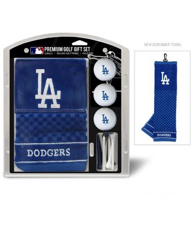Team Golf MLB Gift Set Embroidered Golf Towel, 3 Golf Balls, and 14 Golf Tees 2-3/4" Regulation, Tri-Fold Towel 16" x 22" & 100% Cotton Los Angeles Dodgers One Size Multi Team Color