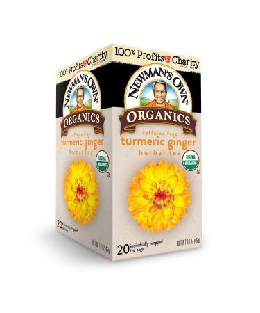 Newman's Own Organics Herbal Tea - Turmeric Ginger, Caffeine Free, 20 Bags (1.6 oz) - Buy Online on SooperMarket.com