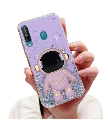 Tivenfezk Nadoli for Samsung Galaxy A40 Astronaut Hidden Stand Shell caricature glitter stand soft silicone bling transparent protective cover samsung galaxy a40 purple