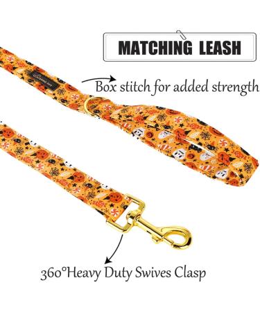 Handmade Halloween Dog Leash - Aring Pet Hundeleine for Small Medium & Large Dogs - Pumpkin Ghost Design - Buy Online on SooperMarket.com