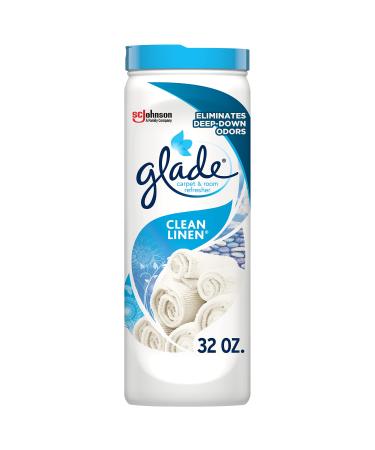 Glade Carpet and Room Refresher, Deodorizer for Home, Pets, and Smoke, Clean Linen, 32 Oz