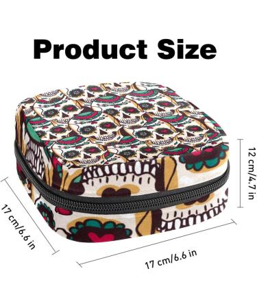 Vintage Skull Mexico Panty Liners - Small Period Bag for Purse | Menstrual Pads, Tampons & More | Multi-colored - Buy Online on SooperMarket.com