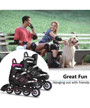 Kids Light Up Inline Skates - Adjustable Christmas Gift for Children in Black & Red - Size Medium (2-5) - Buy Online on SooperMarket.com