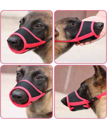 Adjustable Red Dog Muzzle - Safe & Breathable Mesh Velcro Fastener XL Size for Barking & Chewing Control - Buy Online on SooperMarket.com