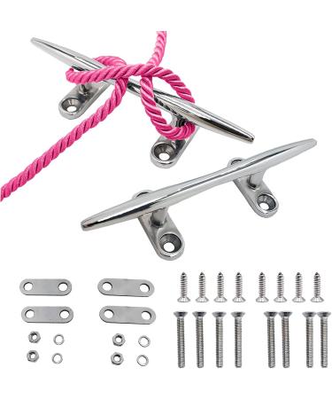 SHENGHUISS 8 inch Boat Dock Cleat Stainless Steel 316 - 4 Pack | Marine Deck Rope Cleats with Fasteners - 2 Pack - Buy Online on SooperMarket.com