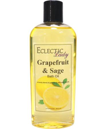 Grapefruit And Sage Bath Oil by Eclectic Lady - Scented Bath Oil - Relaxing & Moisturizing Bathing Oil - Fragrance Body Oil For Dry & Rough Sensitive Skin - Body Daily Nourishing Shower Oil (8 oz) 8 Ounce