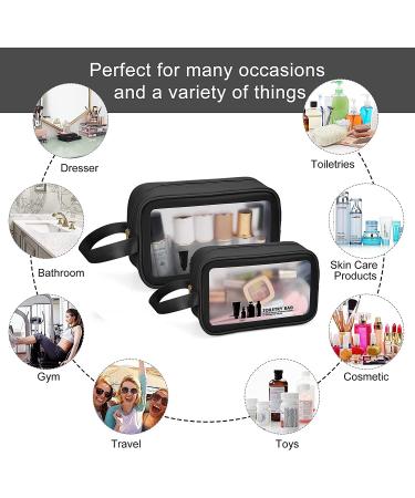 MAANGE Translucent Waterproof Toiletry Bag Set for Women and Men - 2 PC Makeup Organizer for Travel - Medium + Small Sizes - Buy Online on SooperMarket.com