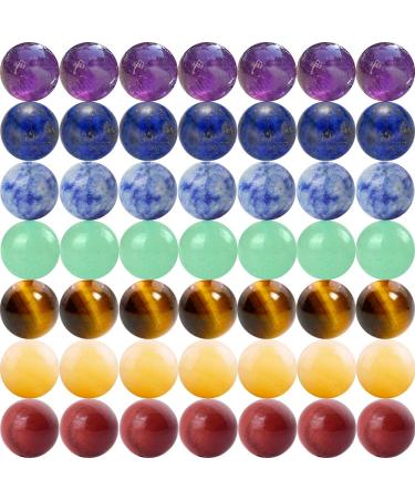 7 Chakra Natural Stone Beads Mixed 100pcs 8mm Round Genuine Real Stone Beading Loose Gemstone Amethyse Color DIY Smooth Beads for Bracelet Necklace Earrings Jewelry Making (7 Chakra Stone, 8mm) 7 Chakra Stone Multicolor 8mm